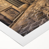 Art deco poster of Barcelona skyline in muted earth tones on rolled canvas, suitable for dining room decor.