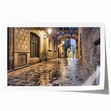 Extra large rolled print of Barcelona scenery with vibrant floral motifs, ideal for art wall dining room.