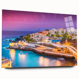 Large abstract wall art depicting a vibrant Spanish Canary landscape on acrylic glass.