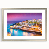 Extra large abstract art print of European scenery in textured style, framed in silver, ideal for living room decor.