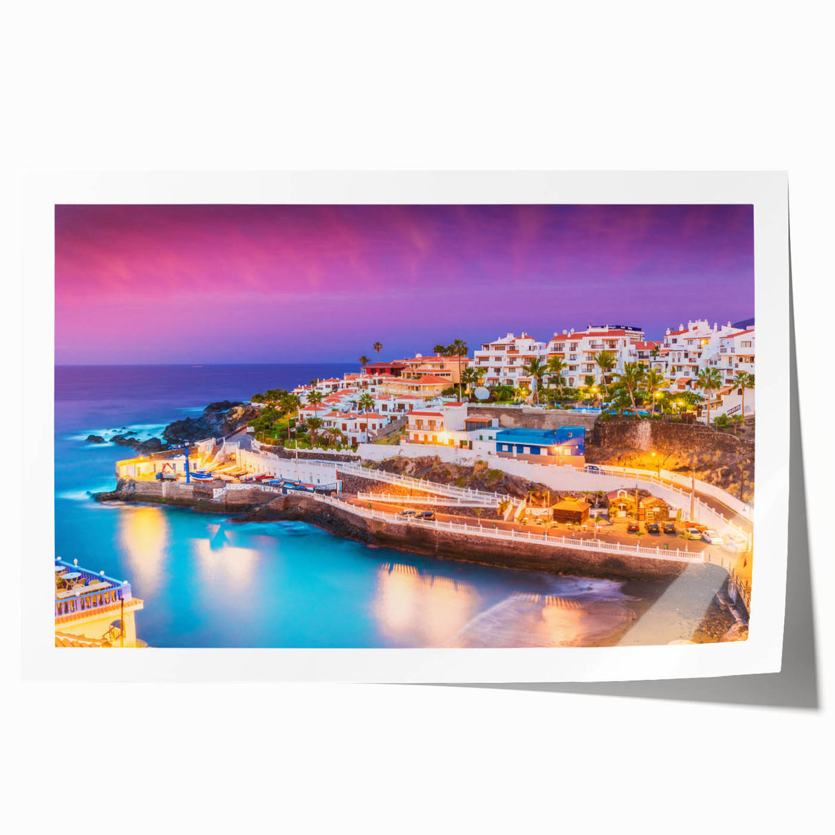 Extra large rolled print depicting a vibrant floral scene in the Canary Islands, ideal for art wall dining room.