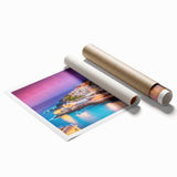 Rolled print of a serene floral scene in muted earth tones, ideal for classy bathroom wall art.