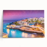 Large black and white stretched canvas of a scenic European landscape, ideal for kitchen wall art.