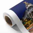 Art Deco style poster of Madrid skyline in pastel shades on rolled canvas, ideal for nursery wall art.