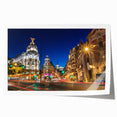 Extra large rolled print of Madrid cityscape with vibrant floral accents, ideal for art wall dining room decor.