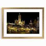 Extra large abstract art print of Valencia scenery in textured gold frame, ideal for living room decor.
