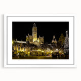Abstract art print of Valencia scenery in muted earth tones on a white matted frame.