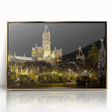 Mid-century modernist style large art print of Valencia scenery in gold frame, ideal for modern art wall decor.