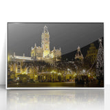 Art deco poster of Valencia scenery in muted cream and grey tones, framed acrylic, ideal for modern nursery wall art.