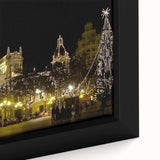 Extra large black wall art featuring a textured depiction of Valencia with vibrant, colorful details on a framed canvas.
