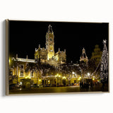 Framed canvas of a vintage-style Valencia landscape in muted gold and black tones, ideal for bedroom wall art.