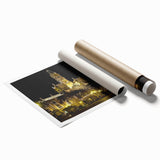 Extra large rolled print depicting Valencia scenery with vibrant floral elements, ideal for classy bathroom wall art.