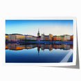 Extra large rolled print of Stockholm scenery with soft pastel shades, ideal for dining room wall art.