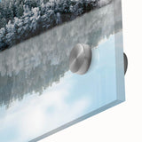 Large abstract wall art of a European scenery in muted tones on acrylic glass, ideal for dining room ambiance.