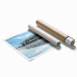 Extra large rolled print featuring a serene Swedish landscape with vibrant greens and blues.