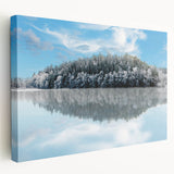 Scenic Sweden landscape on large stretched canvas with lush green and blue tones, suitable for kitchen wall art.
