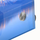 Large abstract wall art depicting Geneva scenery in mid-century modernist style on acrylic glass.