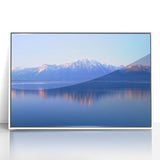 Art deco poster of Geneva scenery in muted tones on white framed acrylic, suitable for modern art wall decor or nursery.