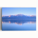 Black and white photo of Geneva skyline on large stretched canvas, suitable for kitchen art.