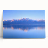 Black and white photograph of Geneva scenery on large stretched canvas, ideal for kitchen wall art or bedroom ambiance.