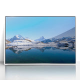 Acrylic print of a Swiss landscape in art deco style, featuring muted colors, ideal for modern art wall decor.