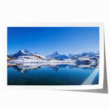 Scenic Swiss landscape on extra large rolled canvas, featuring lush greenery and distant mountains.