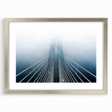 Textured abstract art print depicting a muted landscape, framed in silver, ideal for bedroom wall decor.