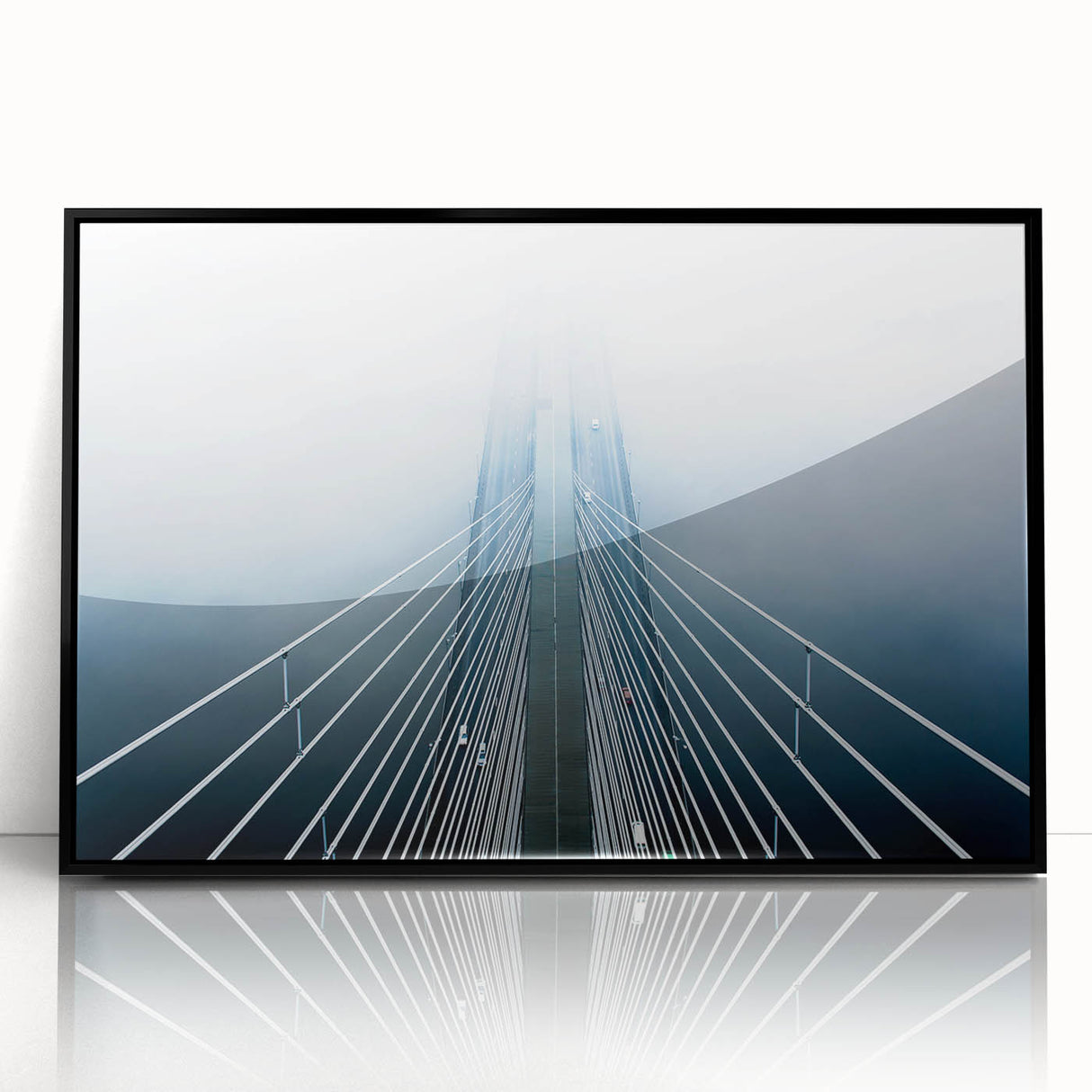 Large abstract wall art featuring a mid-century modernist style with vibrant hues, framed in black acrylic.
