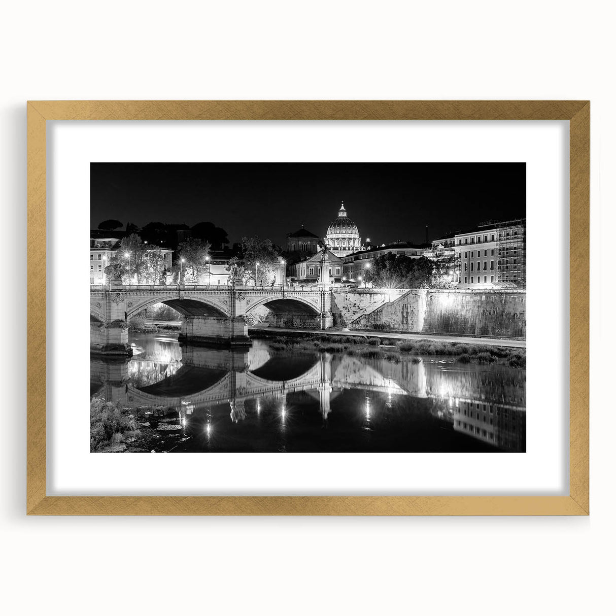 Extra large wall art of abstract European scenery in gold frame, ideal for living room decor.