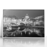 Art deco poster of the Vatican scenery in muted gray and white tones on framed acrylic, suited for modern art wall decor.
