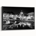 Black and white framed canvas of the Vatican landscape, featuring vintage poster art style, ideal for bedroom wall decor.
