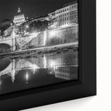 Extra large framed canvas depicting a textured, colorful Vatican scene in predominantly black tones.