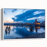 Vintage poster art of a scenic Wales landscape on a framed canvas, featuring colorful art in extra large size.