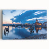 Large black and white stretched canvas depicting a scenic Welsh landscape, suitable as kitchen art.
