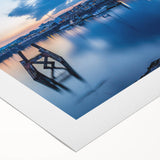 Art deco poster of a tranquil Welsh landscape in soft pastel shades, printed on rolled canvas.