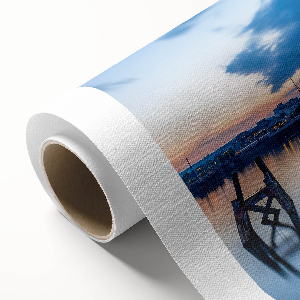 Art deco style poster of a serene Welsh landscape in soft pastel colors, ideal for nursery wall art, on rolled canvas.