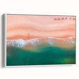 Vintage poster art of Acapulco scenery on a framed canvas, featuring vibrant, colorful artwork, ideal for living room decor.