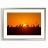 Textured abstract art print of Baja California scenery in muted earth tones on a framed canvas, suitable for bedroom decor.