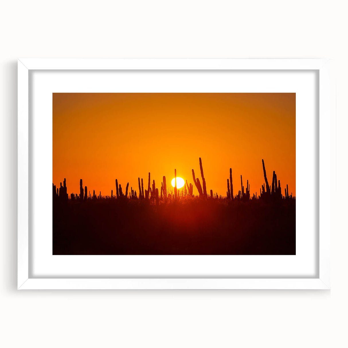 Large abstract wall art depicting the Baja California scenery in muted earth tones on a framed white mat.