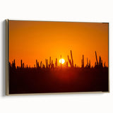 Framed canvas wall art depicting a vintage-style Baja California landscape in muted earth tones, ideal for bedroom decor.