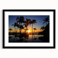 Extra large, colorful abstract art print of Cabo San Lucas scenery, framed in black, ideal for living room decor.