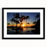 Extra large, colorful abstract art print of Cabo San Lucas scenery, framed in black, ideal for living room decor.