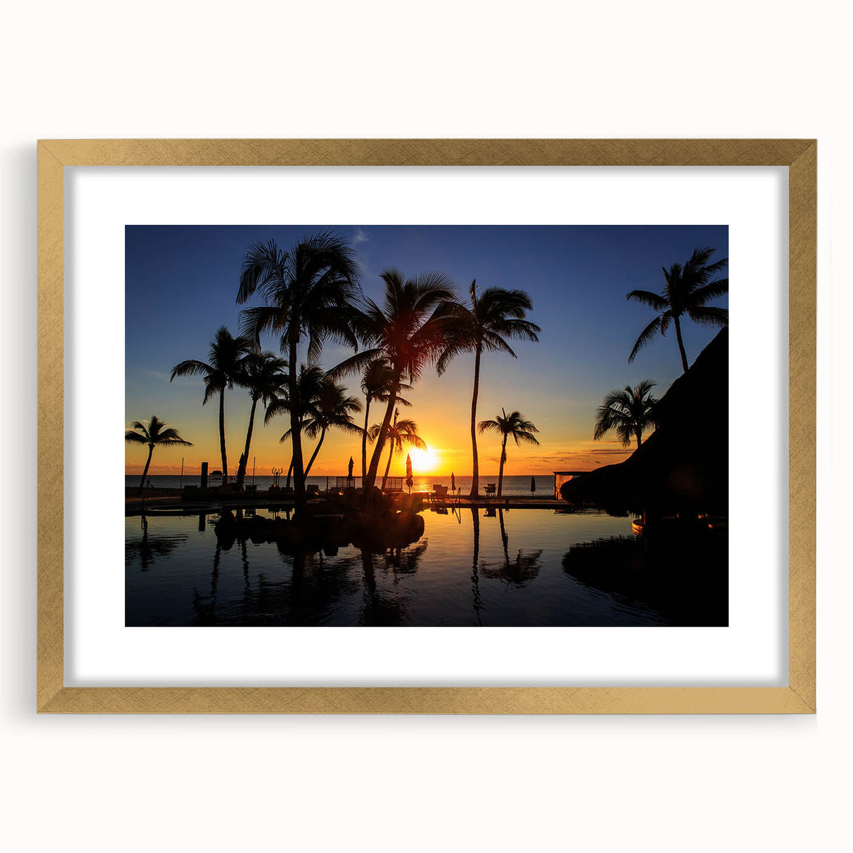 Extra large abstract art print depicting Cabo San Lucas with textured design in muted earth tones, framed in gold.