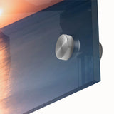 Large abstract wall art depicting Cancun scenery in mid-century modernist style on acrylic, ideal for dining room art.