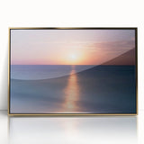 Mid-century modernist acrylic print of Cancun scenery in gold frame, ideal for modern art wall decor.