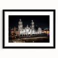 Extra large abstract art print of Mexico City, featuring vibrant colors and textures on a framed canvas.