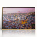 Framed acrylic print of Guanajuato, Mexico with vibrant colors, ideal for modern art wall decor.