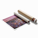 Extra large rolled print of Guanajuato scenery with vibrant floral designs, ideal for classy bathroom wall art.