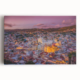 Black and white large art print of Guanajuato, Mexico on stretched canvas, ideal for kitchen wall art.