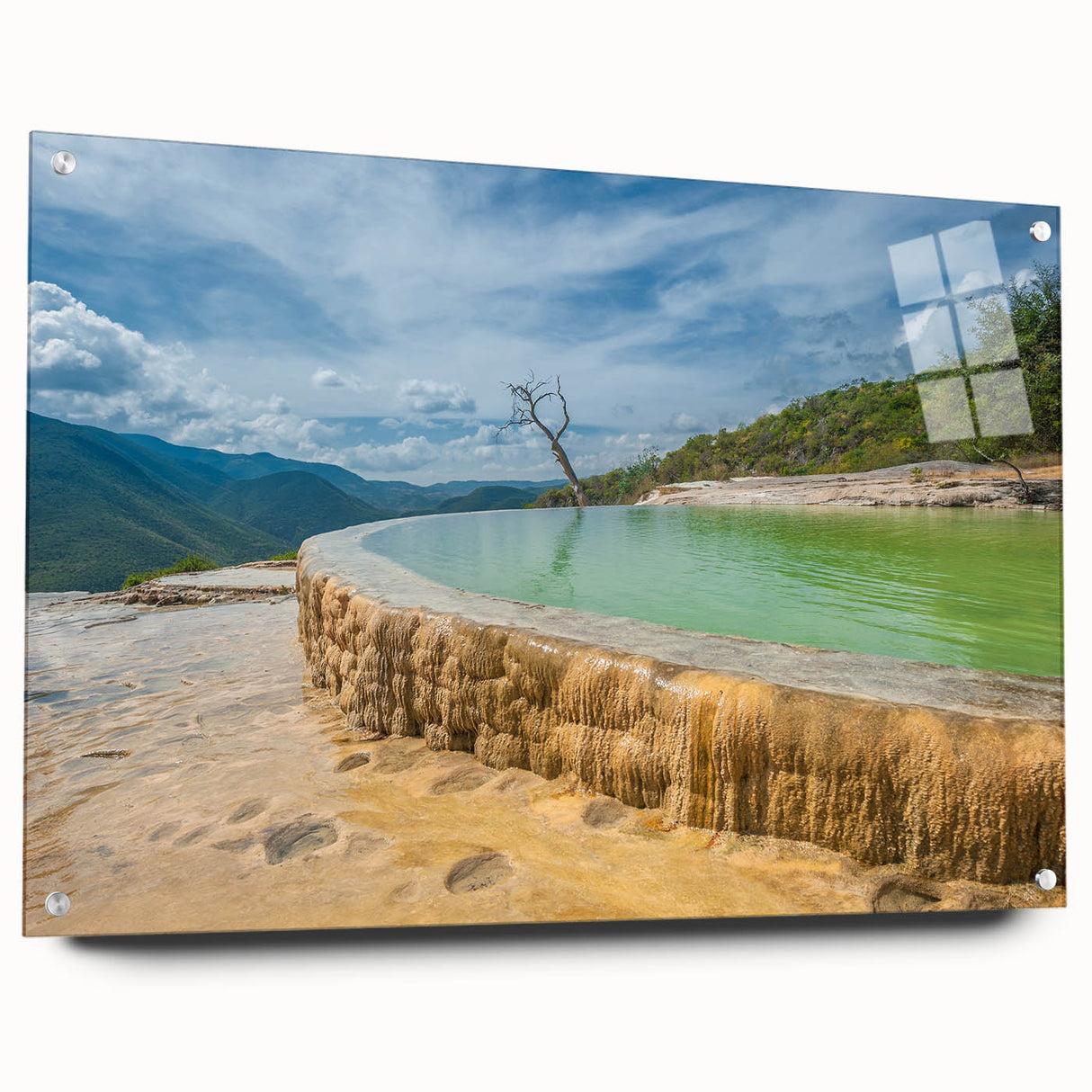 Large abstract wall art depicting a vibrant Mexico Oaxaca scenery on acrylic glass.